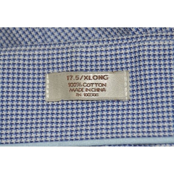 Peter Millar Easycare Mens Blue Checked Long Sleeve Button Down Shirt 17.5 Xlong - Picture 6 of 8